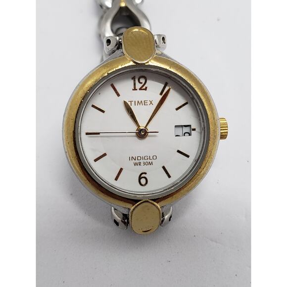 Women\'s Timex Indiglo watch. Small bracelet band. Gold bevel. main image 5